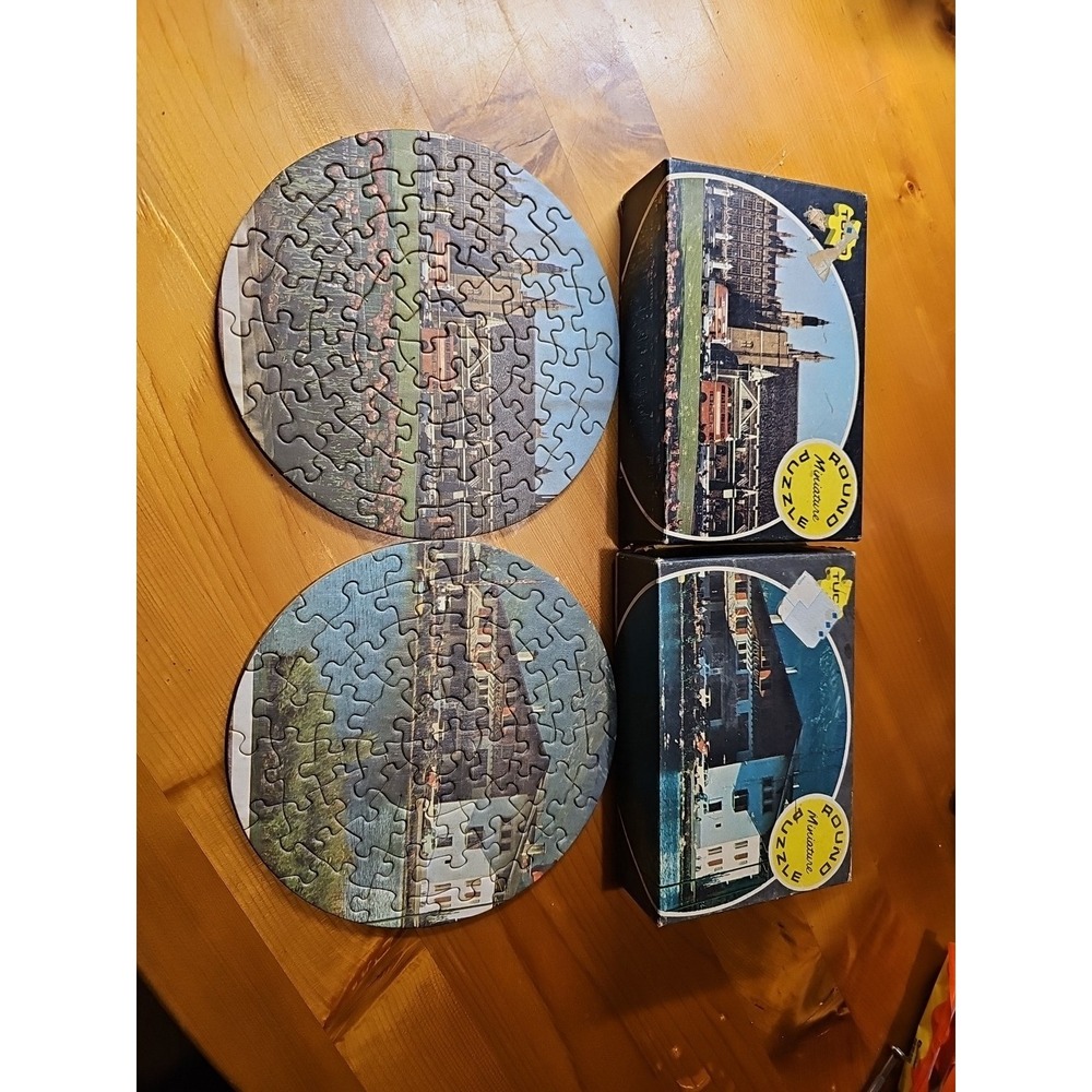 Lot Of 2 Vintage Puzzles Tuco Picture Puzzles Round Landmarks